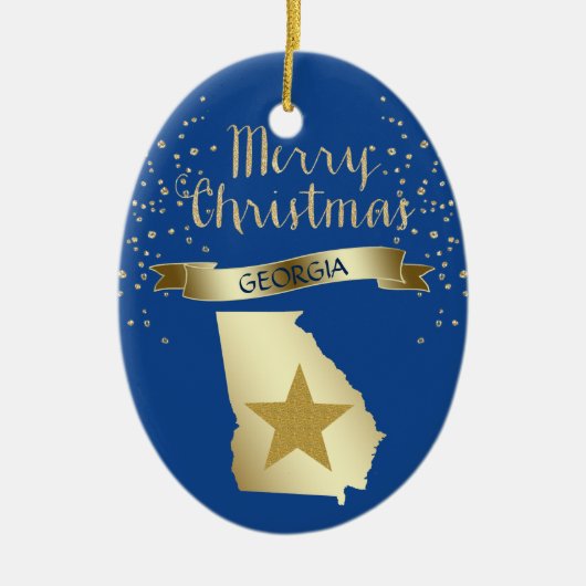 Blue Gold Georgia Star Keramikornament (Vorne)