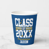 Blue|Gold Geschlossen Class Year Paper Cups Pappbecher (Vorderseite)