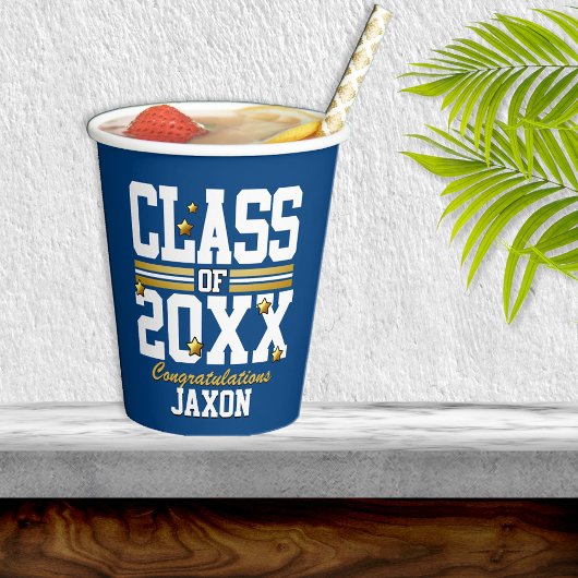 Blue|Gold Geschlossen Class Year Paper Cups Pappbecher