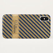 Blue, Gold gestreifte Case-Mate iPhone X Fall Hülle (Rückseite (Horizontal))