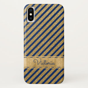 Blue, Gold gestreifte Case-Mate iPhone X Fall Hülle