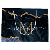 Blue Gold-Gift-Beutel-Individuelle Name Große Geschenktüte (Rückseite)