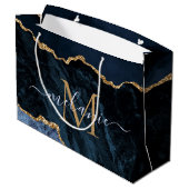 Blue Gold-Gift-Beutel-Individuelle Name Große Geschenktüte (Rückseite Schrägansicht)