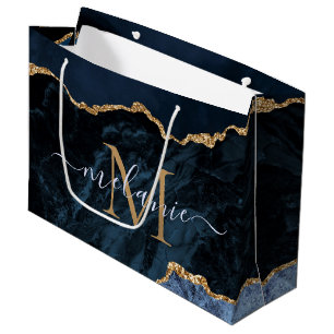 Blue Gold-Gift-Beutel-Individuelle Name Große Geschenktüte