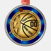 Blue Gold Girls Personalisiert Basketball Ornament (Vorne)