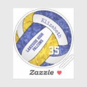 Blue Gold Girls Volleyball w School Maskottchen Na Aufkleber (Blatt)