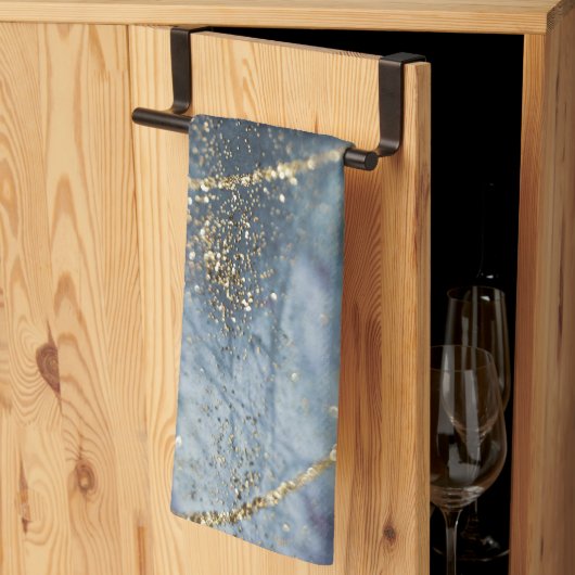 Blue Gold Glitter Glam 1 Geschirrtuch (Drittel gefaltet)