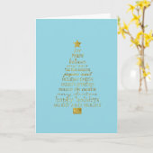 Blue Gold Glitter Inspirational Christmas Tree Karte (Gelbe Blume)