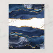 Blue Gold Glitzer Agate Hochzeitseinladung (Rückseite)