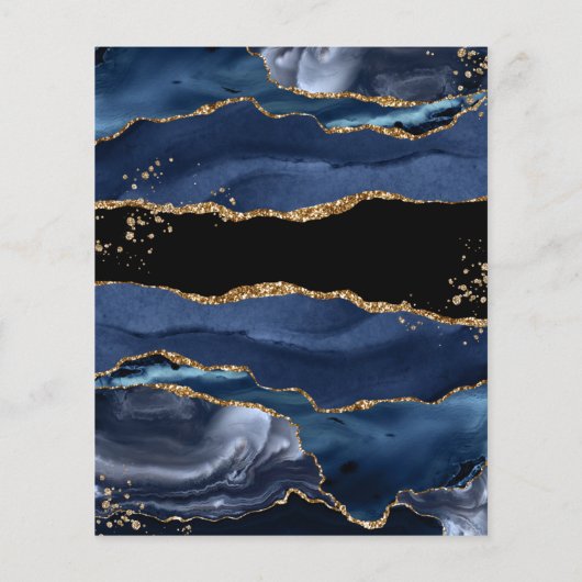 Blue Gold Glitzer Agate Hochzeitseinladung (Rückseite)