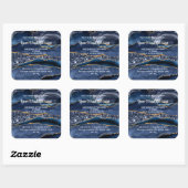 Blue Gold Glitzer Agate Marble Candle Labels Quadratischer Aufkleber (Blatt)