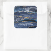 Blue Gold Glitzer Agate Marble Candle Labels Quadratischer Aufkleber (Tasche)