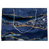 Blue Gold Glitzer Agate Marble Trendy für sie Große Geschenktüte (Vorderseite)