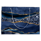 Blue Gold Glitzer Agate Marble Trendy für sie Große Geschenktüte (Rückseite)