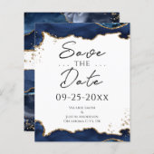 Blue Gold Glitzer Agate Save the Date (Vorne/Hinten)