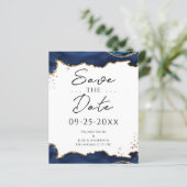 Blue Gold Glitzer Agate Save the Date (Stehend Vorderseite)