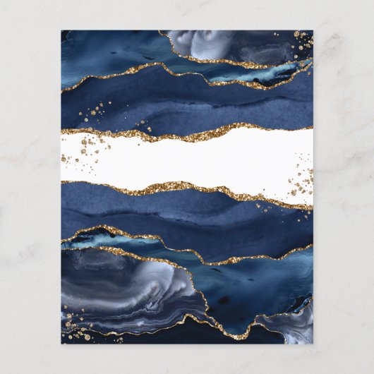 Blue Gold Glitzer Agate Save the Date (Rückseite)