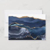 Blue Gold Glitzer Agate Stone Wedding RSVP Card Karte (Rückseite)