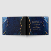 Blue Gold Glitzer Agate Wedding Gästebuch (Voll)