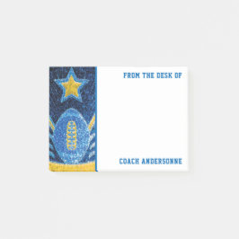 Blue Gold Glitzer American Football Coach Vathers Post-it Klebezettel