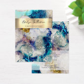 Blue Gold Glitzer Aquarell Schmuckkarte (Schreibtisch)
