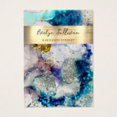 Blue Gold Glitzer Aquarell Schmuckkarte (Vorderseite)