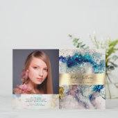 Blue Gold Glitzer Aquarellbroschüre (Stehend Vorderseite)