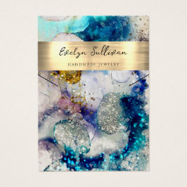 Blue Gold Glitzer Aquarellketten-Display-Karte