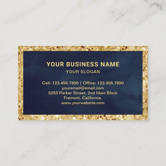 Blue Gold Glitzer Burgundy Stripe Cake Bäckerei Visitenkarte (Rückseite)