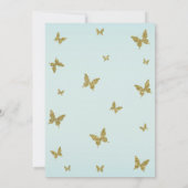 Blue & Gold Glitzer Butterfly Sweet 16 Party Einladung (Rückseite)
