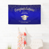 Blue Gold Glitzer Class of 2024 Abschluss Banner (Insitu)