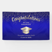 Blue Gold Glitzer Class of 2024 Abschluss Banner (Horizontal)