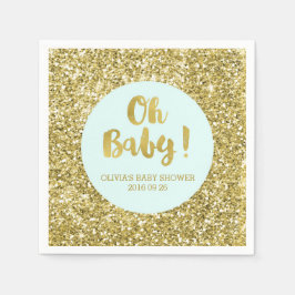 Blue Gold Glitzer Confetti Oh Baby Dusche Serviette