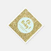 Blue Gold Glitzer Confetti Oh Baby Dusche Serviette (Ecke)