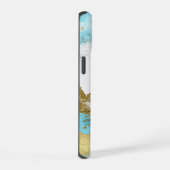 Blue Gold Glitzer Custom Monogram iPhone 15 Hülle (Rechte Seite)