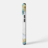 Blue Gold Glitzer Custom Monogram iPhone 15 Hülle (Linke Seite)
