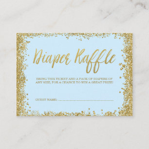 Blue Gold Glitzer Diaper Raffel Ticket Begleitkarte