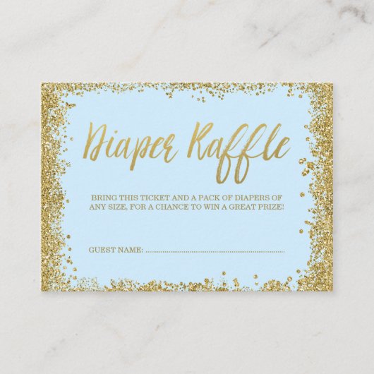 Blue Gold Glitzer Diaper Raffel Ticket Begleitkarte (Vorderseite)