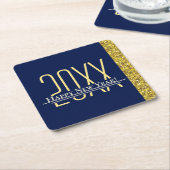 Blue Gold Glitzer Happy New Years Holiday Square P Rechteckiger Pappuntersetzer (angewinkelt)