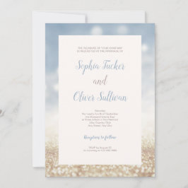 Blue & Gold Glitzer Hintergrund Hochzeitseinladung Einladung