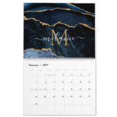 Blue Gold Glitzer Kalender Individuelle Name und B (Feb 2027)