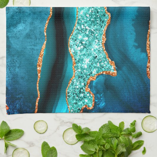 Blue Gold Glitzer Küchentuch (Gefaltet)