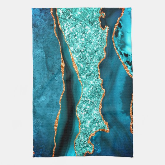 Blue Gold Glitzer Küchentuch (Vertikal)