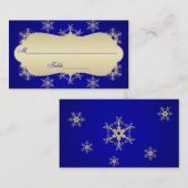 Blue, Gold Glitzer LOOK Snowflakes Placecards Platzkarte (Vorne/Hinten)