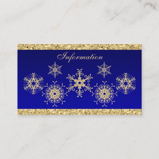 Blue, Gold Glitzer LOOK Snowflakes Umschließungska Begleitkarte (Vorderseite)