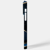 Blue Gold Glitzer Marble iPhone Case Personalisier (Rückseite / Links)