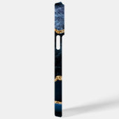 Blue Gold Glitzer Marble iPhone Case Personalisier (Rückseite / Rechts)