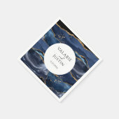 Blue Gold Glitzer Marble Wedding Napkins Serviette (Ecke)