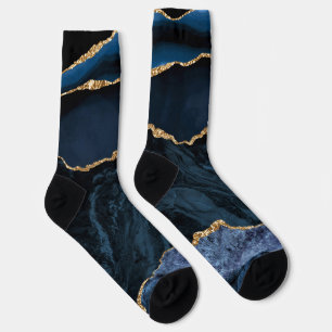 Blue Gold Glitzer Marmorsocken Socken