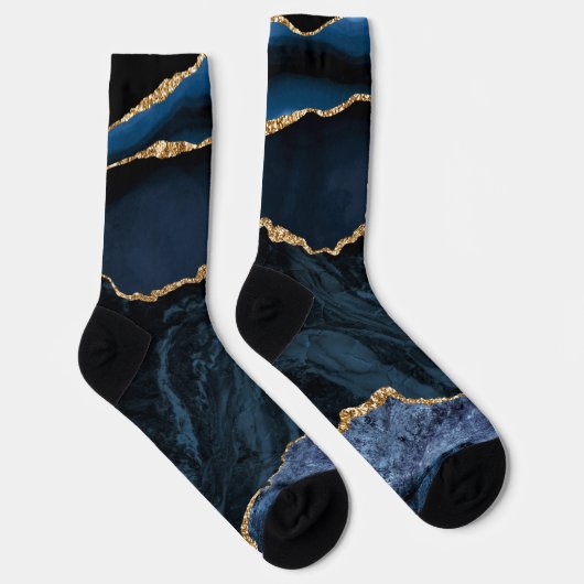 Blue Gold Glitzer Marmorsocken Socken (Rechts)